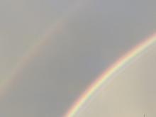 Close up of a double rainbow